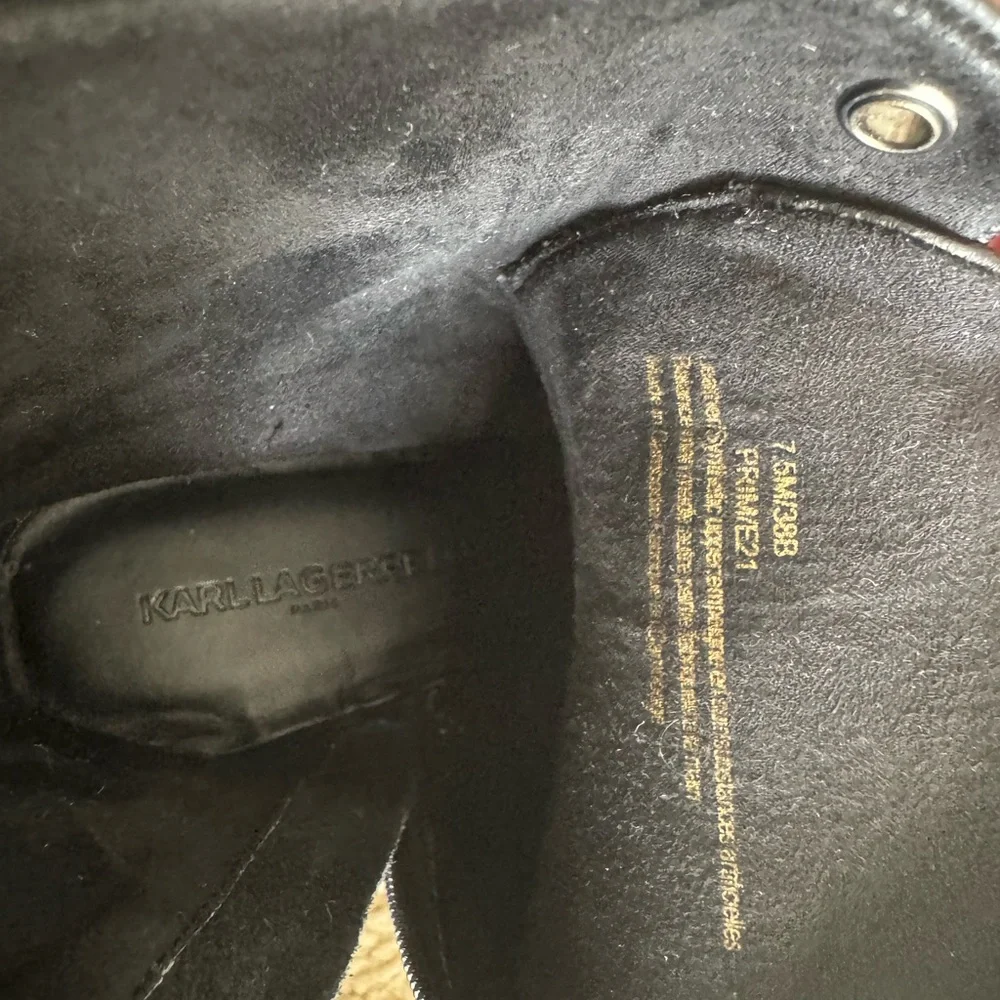 Karl Lagerfeld Bejeweled Black Combat boot size 7.5 - Picture 2 of 6